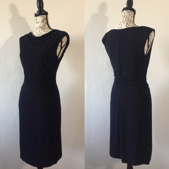 David Meister Dark Blue Midi Jersey Dress - Picture 1 of 5